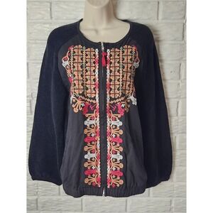 AMERICANINO full zip sweater Women's size Medium Hand Crafted Stitched pockets